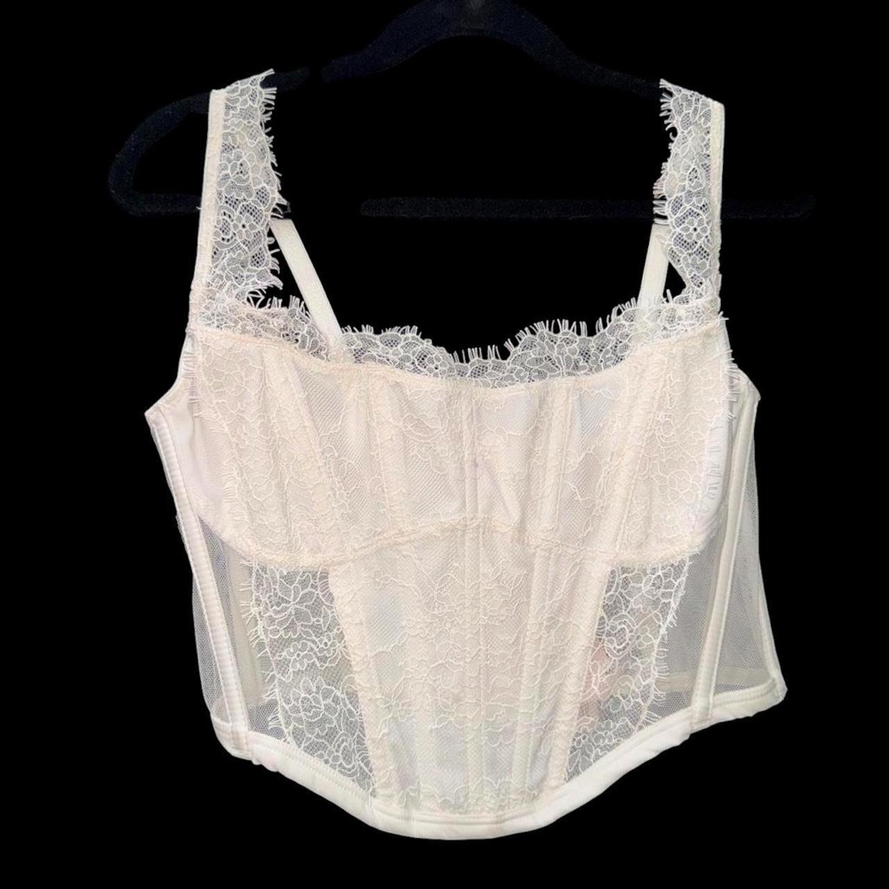 Victoria's Secret White Lace Corset Bustier Crop Top Size S/P NWT